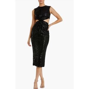 Mac Duggal 27022 Sleeveless Midi‎ Cutout Dress Black Sz 0 MSRP $298